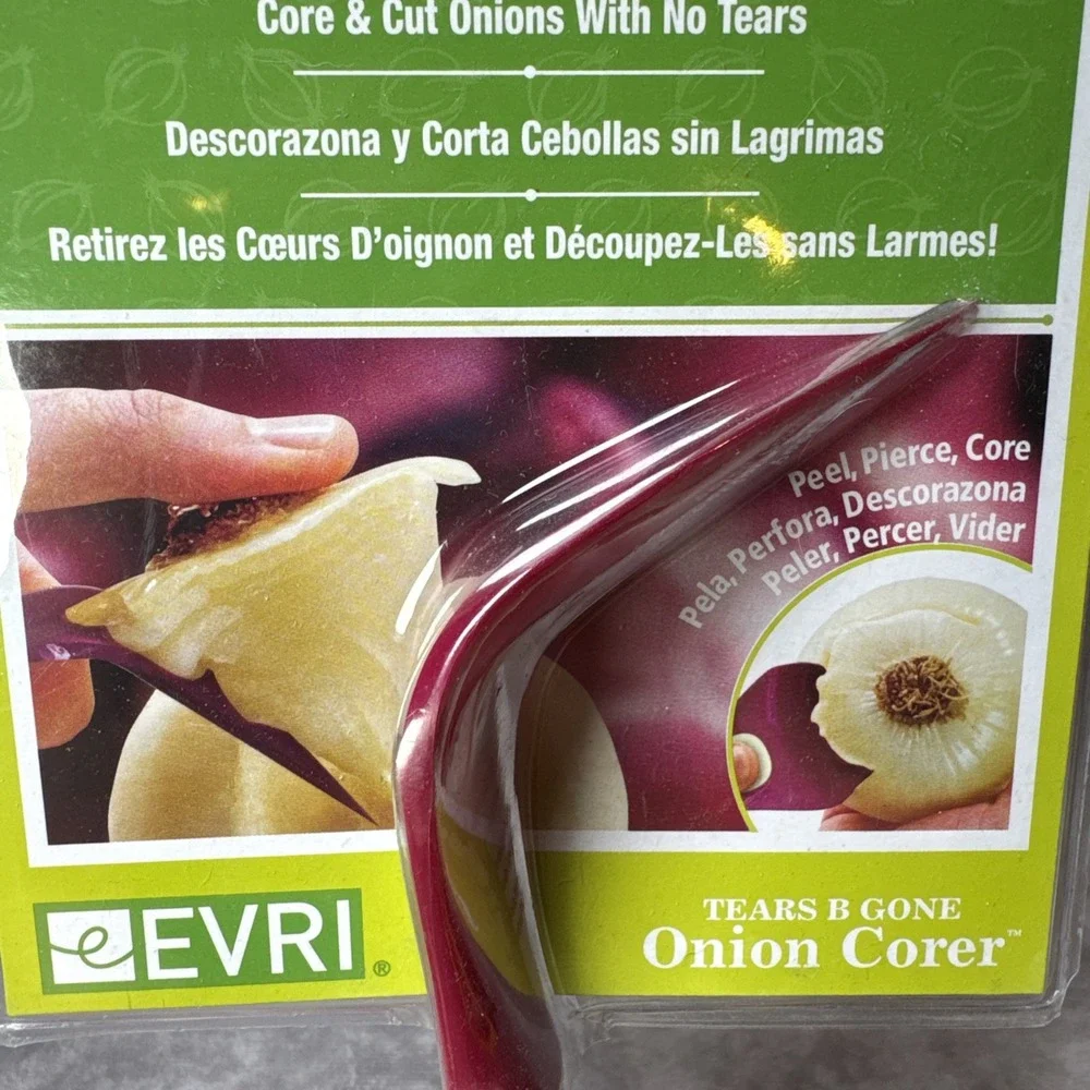 Onion Corer Core & Cut Onions w/ No Tears Evri Tears B Gone NO MORE CRYING!‎ NIP